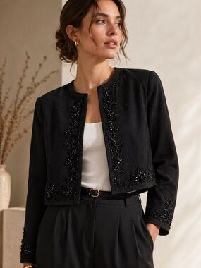 Embroidered Beaded Jacket | Cropped Artisan Boho Luxe · Leaves of Grass NY